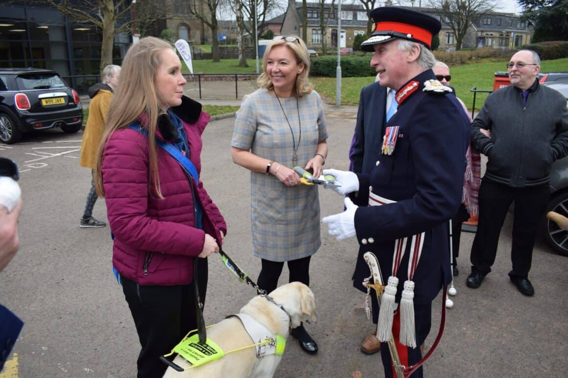 Centre user Laura with Jacquie, Centre Manager and Lord Lieutenant