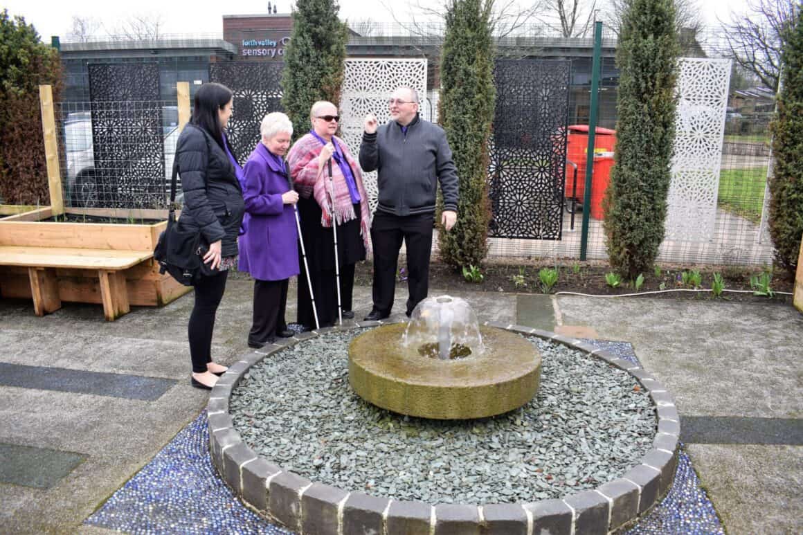 Centre users standing by new fountain