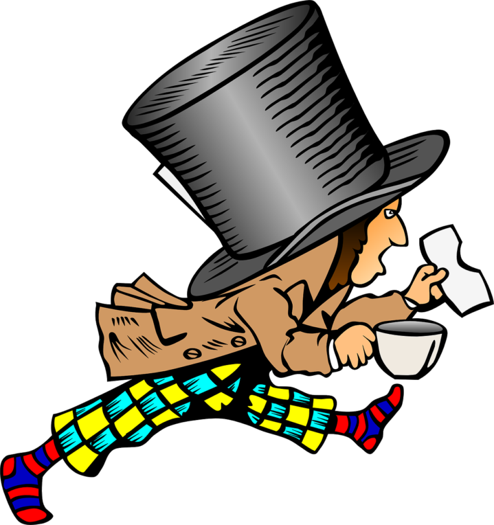 Mad Hatter with sandwich and cup