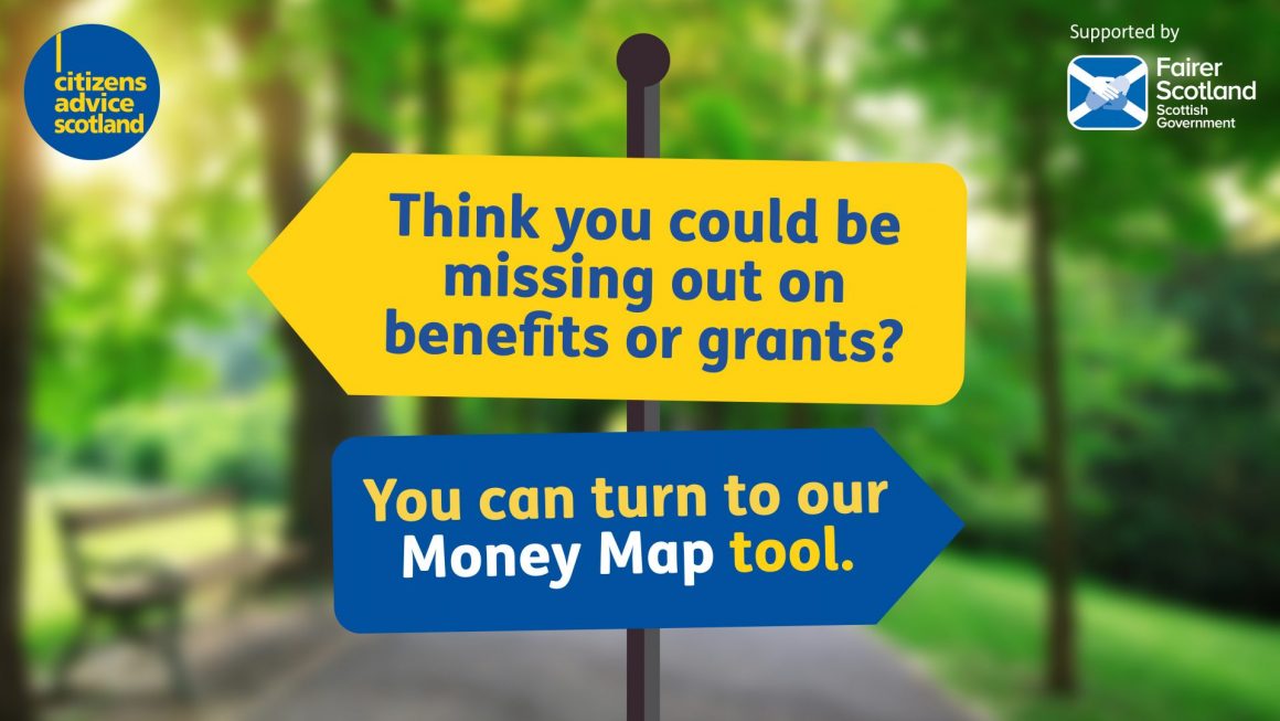 Think you could be missing out on benefits or grants? Sign post with tress in background