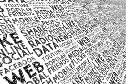 sheet of newspaper style text with different media sources written on it