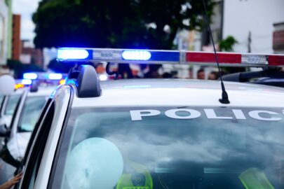 Police car lights on roof