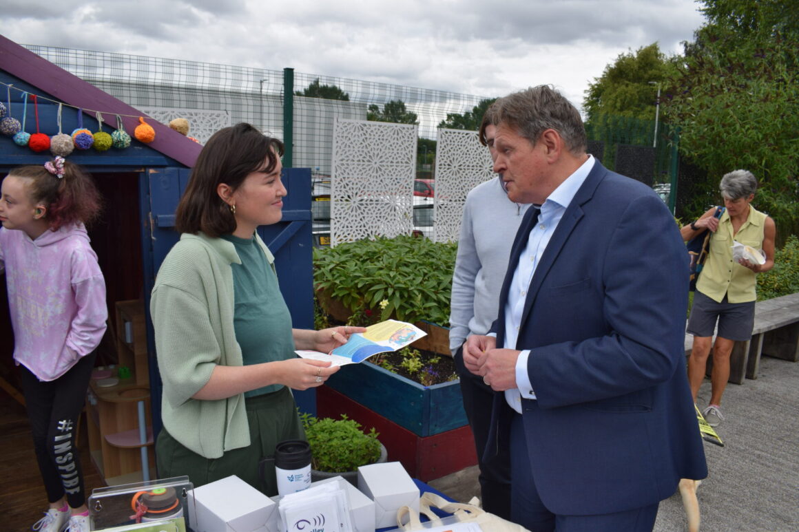 Sara speaking with Stephen Kerr MSP