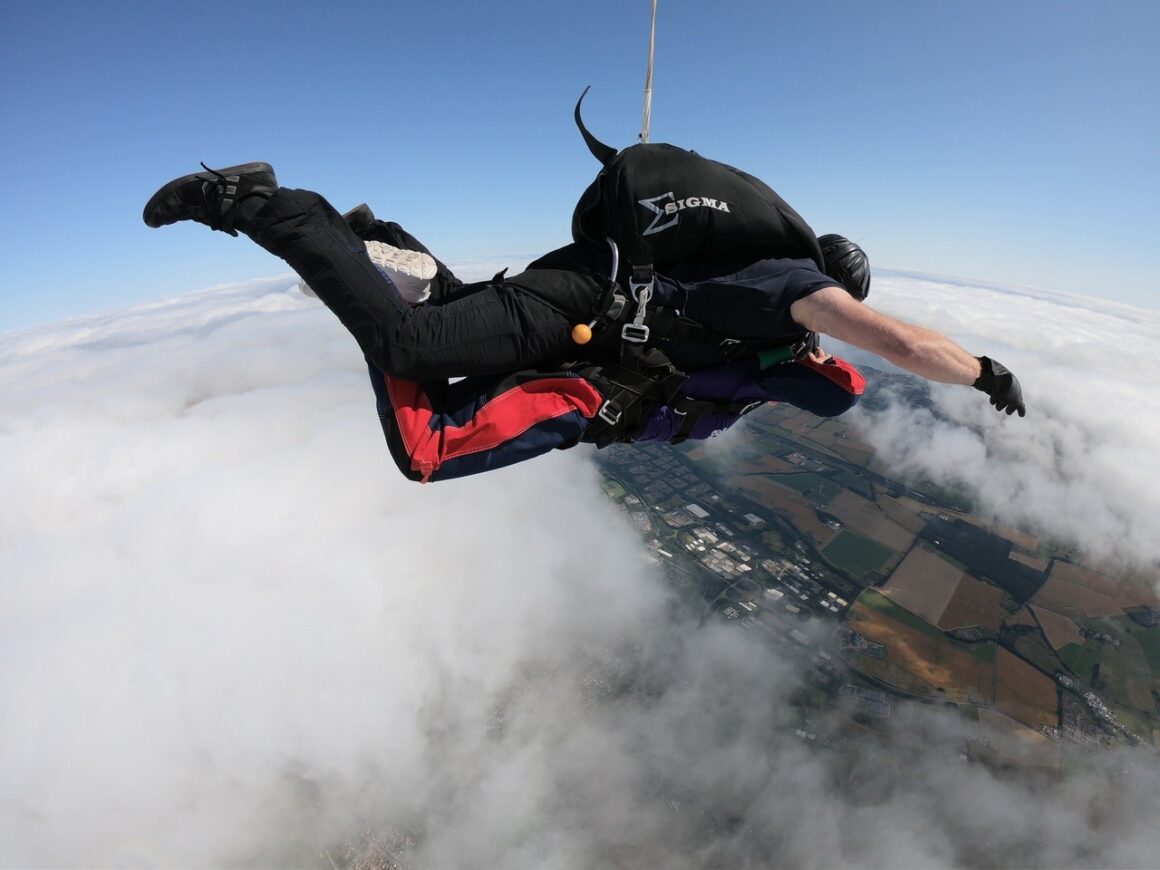 Ground visible through the clouds below
