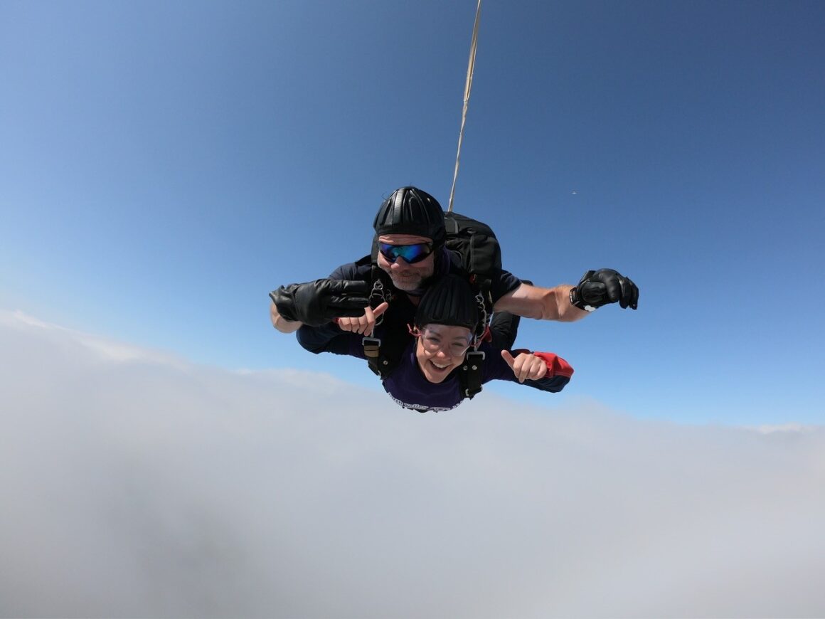 Blue skies above and clouds below