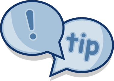 speech bubble with exclamation mark and word tip