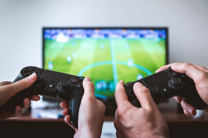 people playing games on TV screen