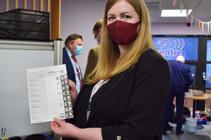 Gillian Mackay MSP with tactile voting device