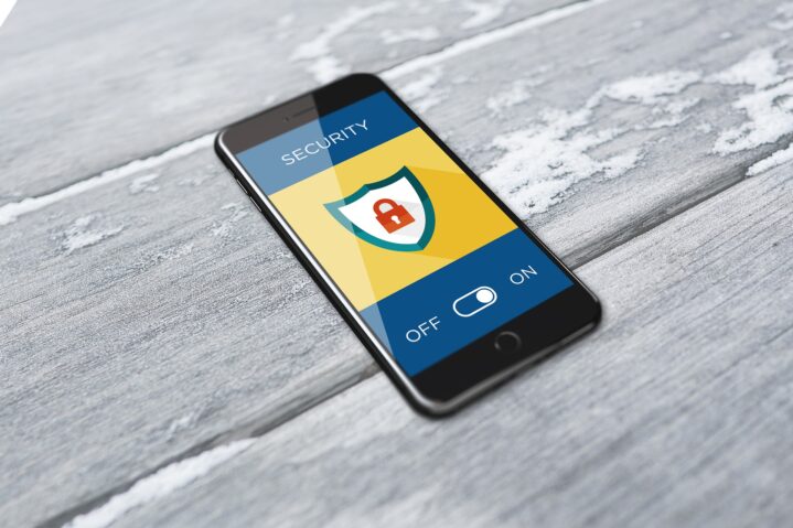 mobile phone with security on image