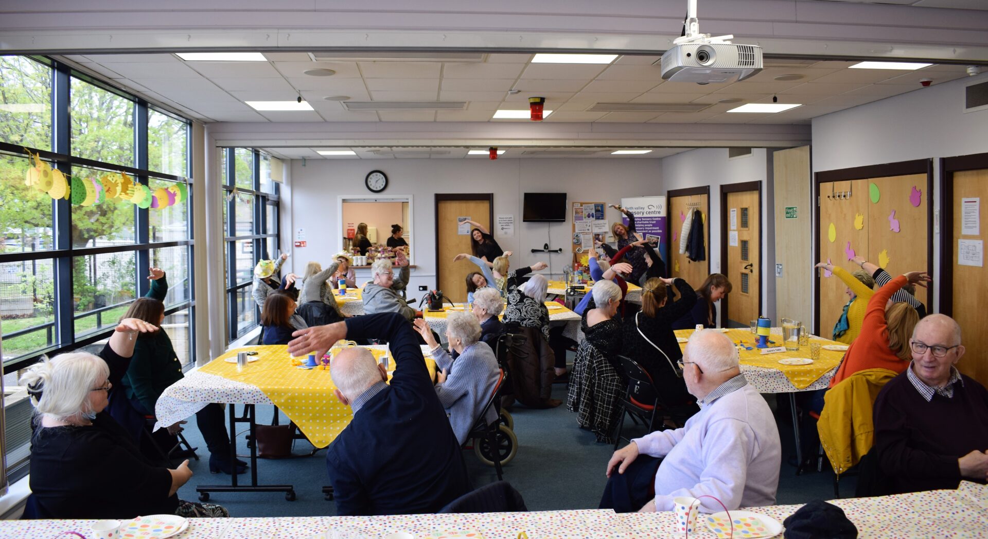 A view of busy hall with guests