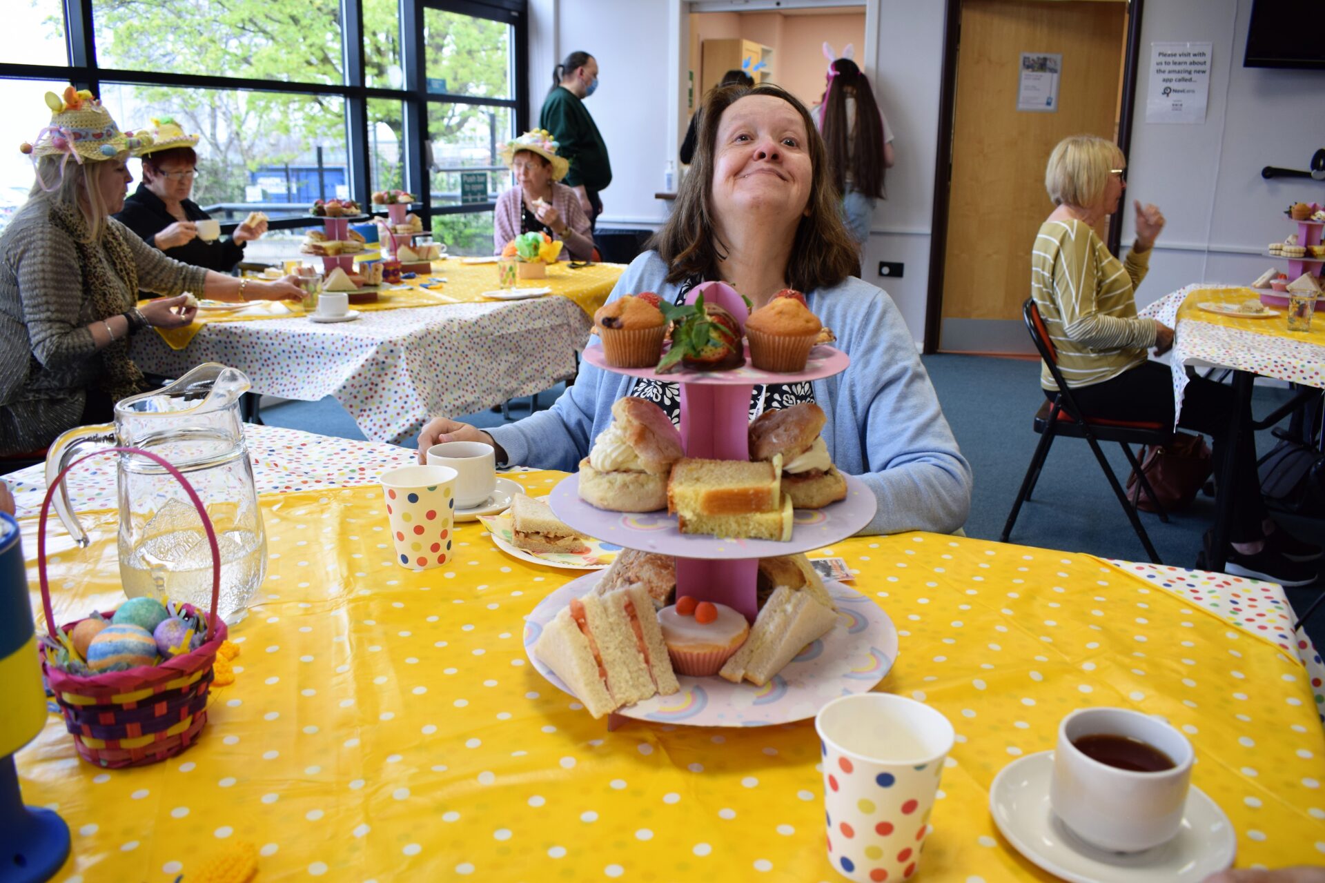 A packed Afternoon Tea stand and our of our happy guests