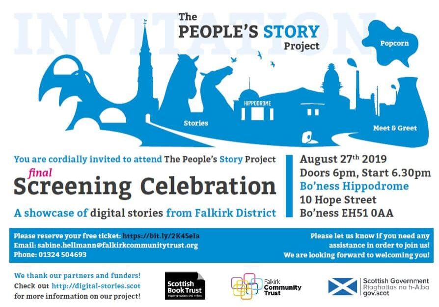 Invitation to the Ditial Stories event at Bo'ness Hipposdrome on 27th August. Contains all the information in the associated post.
