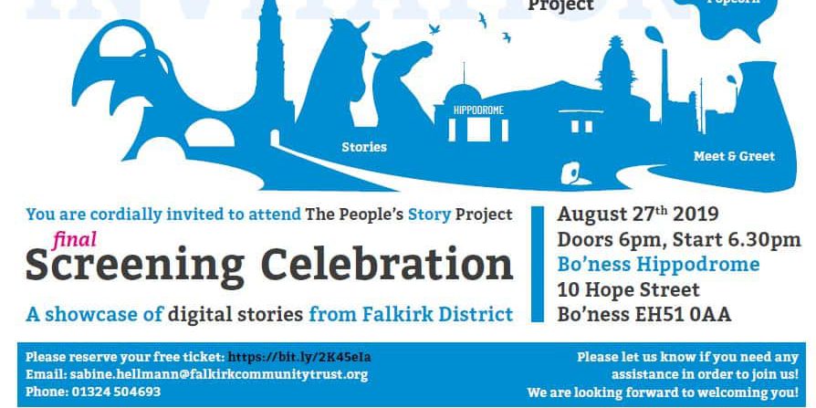 Invitation to the Ditial Stories event at Bo'ness Hipposdrome on 27th August. Contains all the information in the associated post.