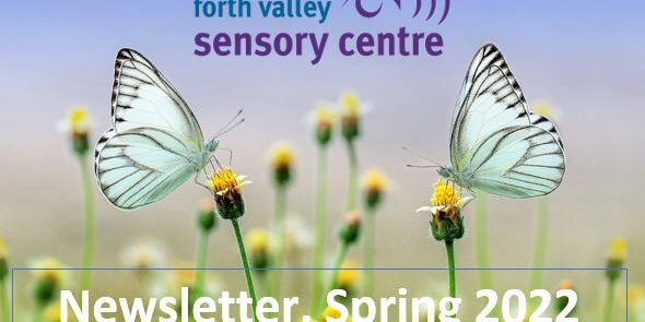 butterflies on flowers with centre logo and spring 2022 newsletter text